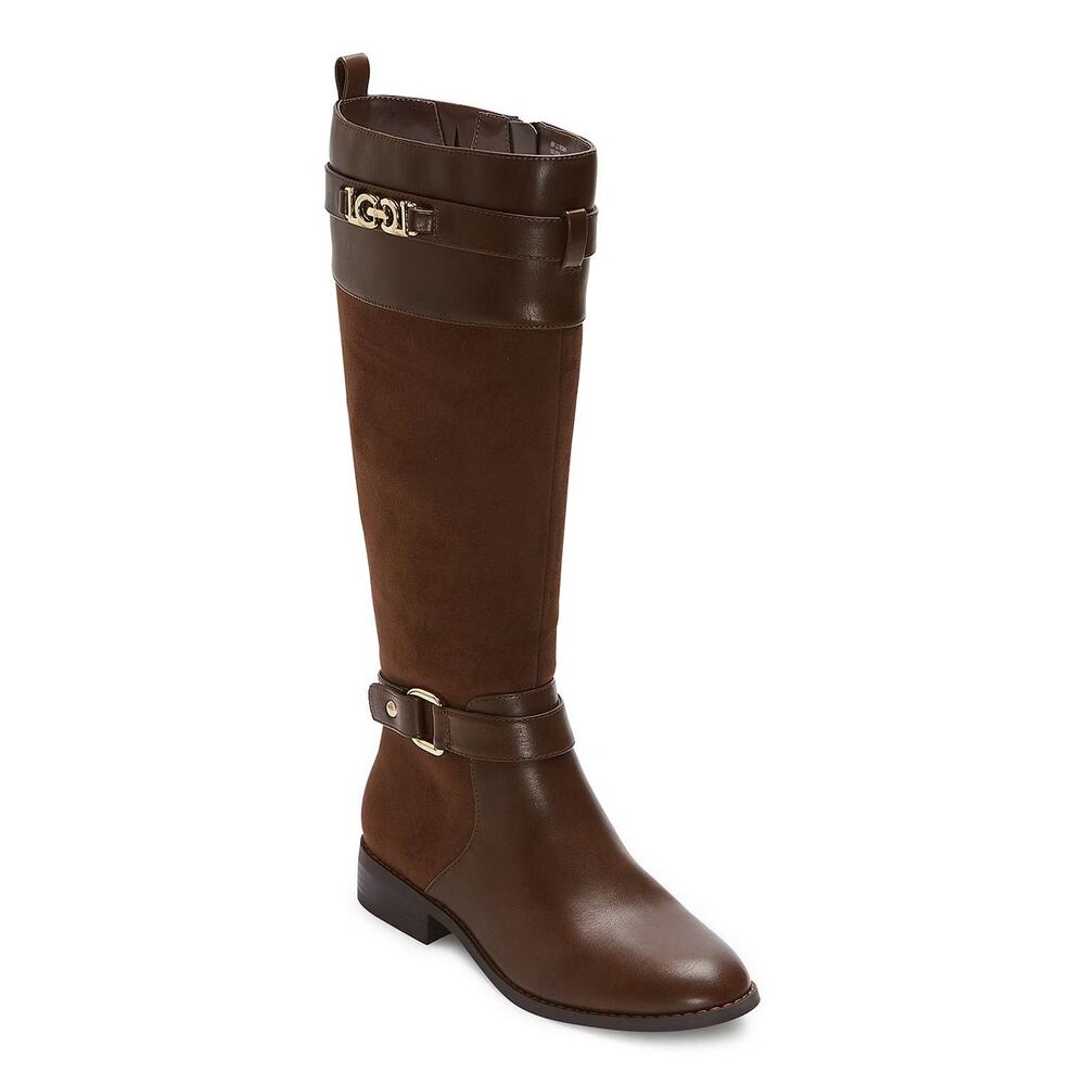 Women's Liz Claiborne Roma Stacked Heel Riding Boots - Chocolate - 7 - NIB